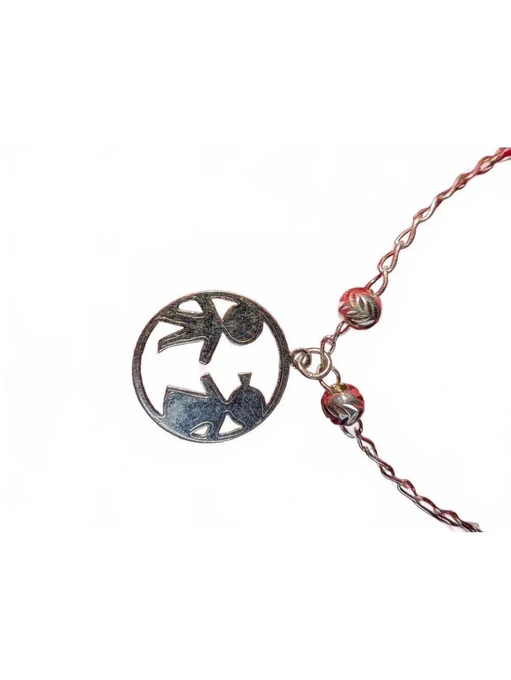 Silver 925 Bracelet with Circular Cutout Boy and Girl Charms